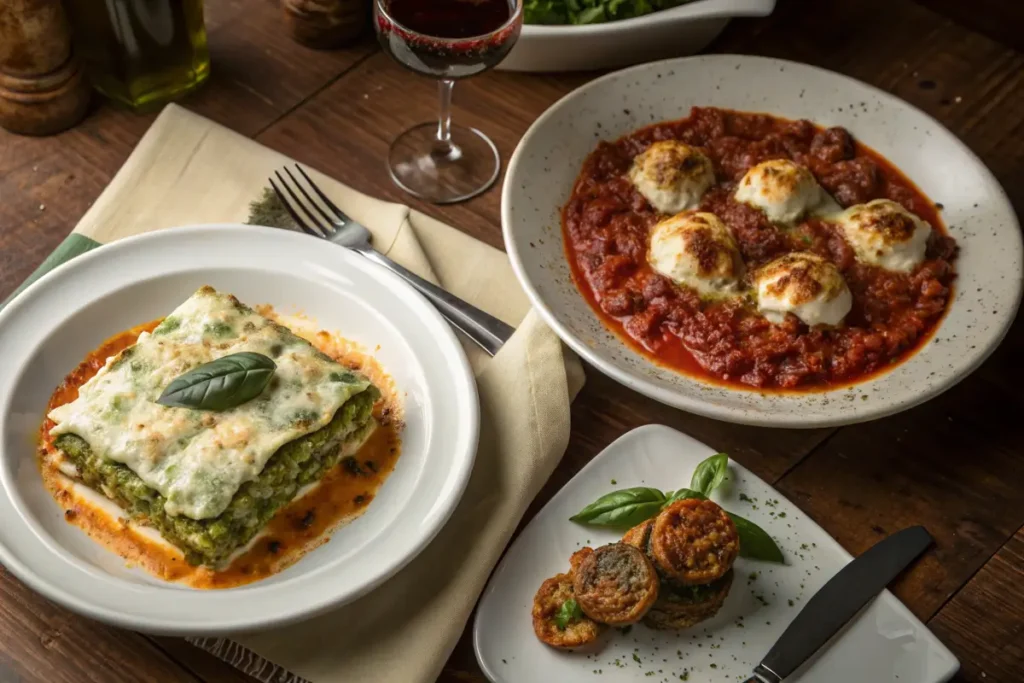  Comparison of Northern and Southern Italian lasagna styles on traditional plates