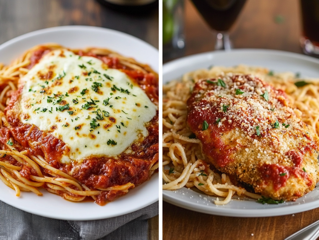 The difference between chicken parmesan and chicken parmigiana